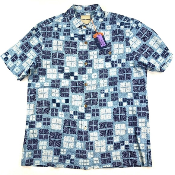 Tommy Bahama Camp Shirt Isla Tiles Fresh Air Silk - Picture 3 of 6